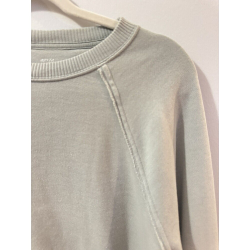 Aerie Olive Green Sage Sweatshirt Oversized XS Crewneck Distressed Cozy Pullover - Picture 2 of 6